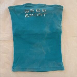 Bebe Sport Aqua Tube Top with Rhinestone Detail